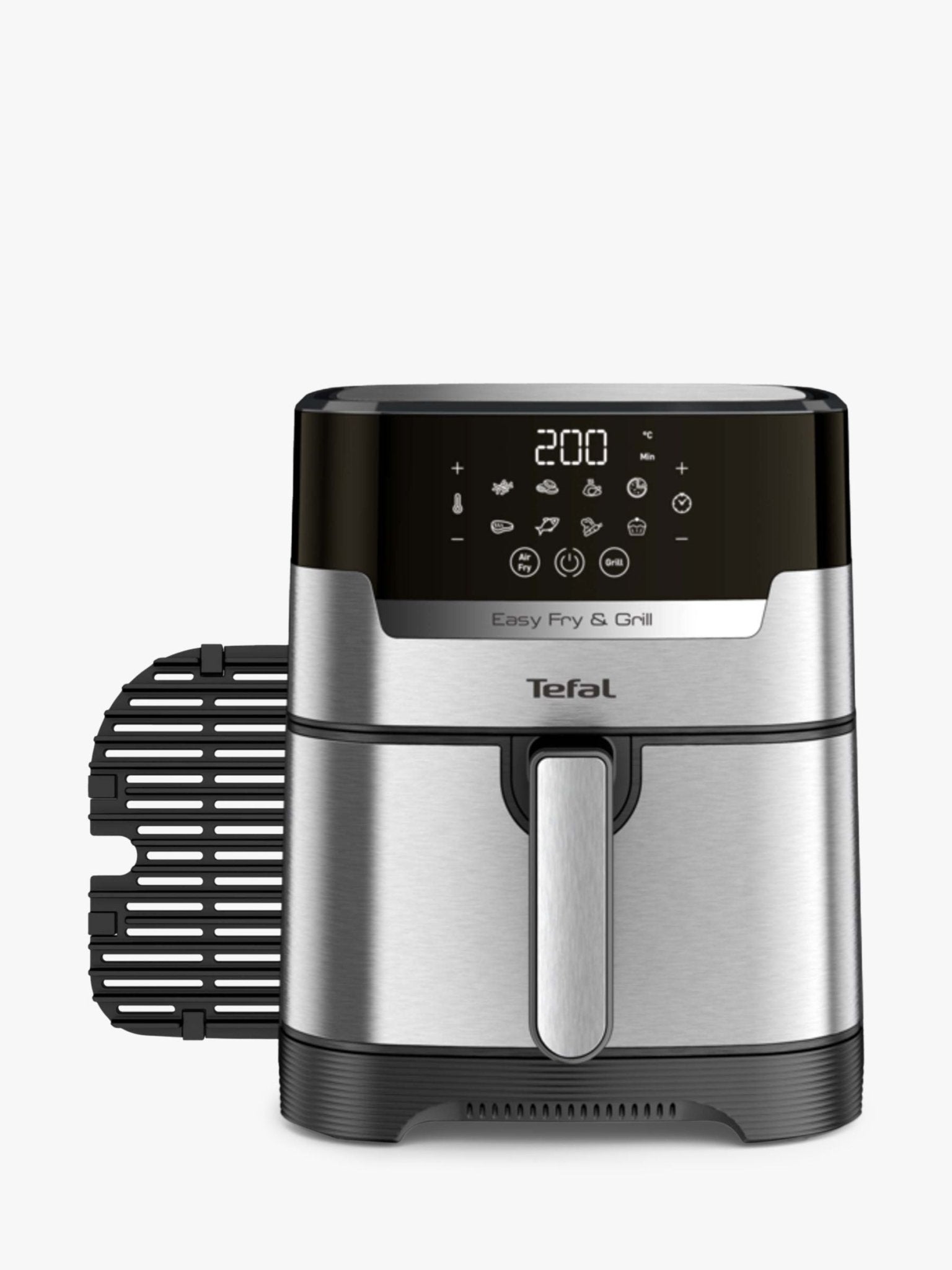 Tefal EY505D Easy Fry Precision+ 2in1 Digital Air Fryer & Grill, 4.2L, Chrome/Black - William George